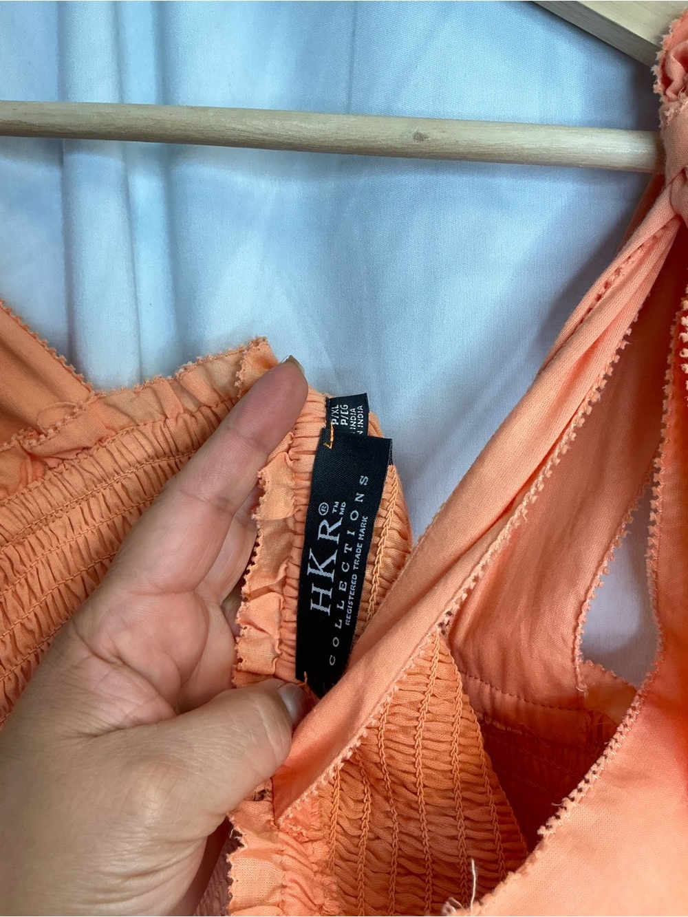 2337 - Peach Smocked Tie-Shoulder Sundress - Picture 4 of 5
